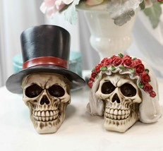 Calaveras De Boda Love Never Dies Wedding Bride and Groom Skulls Figurine Set - £22.51 GBP