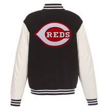 MLB Cincinnati Reds Reversible Fleece Jacket PVC Sleeves Embroidered Logos  - £110.12 GBP