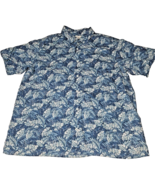 Red Head Brand Co Mens XL Blue white Button Shirt Hawaiian Tropical Aloha - £12.22 GBP