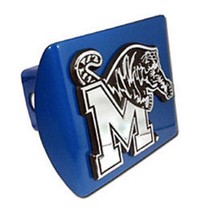 MEMPHIS UNIVERSITY CHROME BLUE MADE IN USA TRAILER HITCH COVER - £60.74 GBP