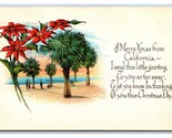 Palma Alberi E Poinsettie Merry Christmas Da California Ca DB Cartolina U11 - £4.09 GBP
