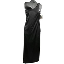 New RAMPAGE Sz 9 M  Formal One Shoulder Maxi Dress Beaded Satin w Slit Black - £25.62 GBP