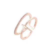 New Rose Gold Colour Cross Inlaid Rings for Women Simple Multi-layer Open Ring M - £6.94 GBP