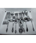 44 pc Stanley Roberts SRB243 Rogers Stainless Korea Flowers Scrolls fork... - $89.09