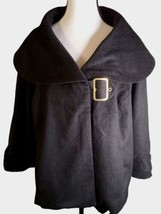 Nwt Elisabeth Hasselbeck Jacket Sz 24W Wool Blend Belt Black Pockets - £29.58 GBP