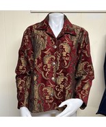 DB Sport Tapestry Velvet Jacket Womens M Burgundy Gold Blazer Embroidery... - €58,95 EUR