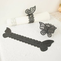 12 Black Laser Cut Butterfly Napkin Rings Wedding Party Gift Events Decorations  - $12.98