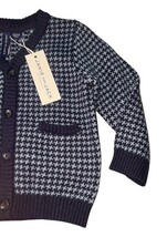 Janie and Jack Cardigan Sweater Houndstooth Navy Gray NWT 12–18 Months image 3