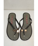 Coach Flip Flop Sandals Women&#39;s Size 7B Landon Black Jelly Rubber Gold Bow - $35.19 CAD