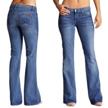 7 For All Mankind Jeans Womens Sz 30 Denim Bootcut Low Rise A Pocket Rhi... - $79.18