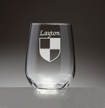 layton Irish Coat of Arms Stemless Wine Glasses (Sand Etched) - £54.16 GBP