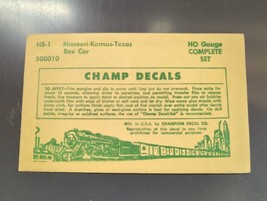 Vintage Champ Decals No. HB-1 MKT Boxcar HO Set - $14.95