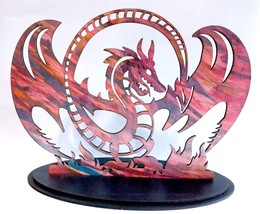 Winged dragon for shelf, desk, or table - laser cut art for fantasy lovers - $16.00