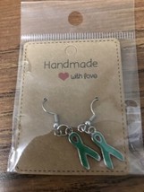 Green Ribbon Awareness Fashionable Earrings Gold Hypoallergenic Hook Earring - $14.20