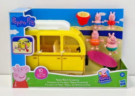 Peppa Pig Peppa&#39;s Beach Campervan (10 Pieces) Hasbro Preschool Toy Working Wheel - £18.24 GBP