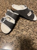 Birkenstock Men’s Grey Leather Arizona Shearling Sandals!!(43euro/mens 10) - $94.05