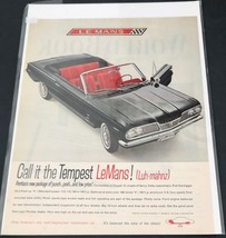 1962 PONTIAC Tempest LeMans Convertible Black Car Vintage Print Ad Art Poster - £4.16 GBP