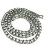 5MM Round 1-Row Simulated Gemstone Tennis Necklace White Gold Plated 24&quot;... - $14,549.84 MXN