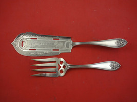 Leaf AKA Shell by Albert Coles Coin Silver Fish Serving Set Etched Boat Men Lake - £536.56 GBP