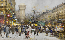 Painting Eugène Galien-Laloue Paris, Porte Saint-Denis Canvas Print Giclee - £7.13 GBP+