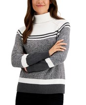 $47 Karen Scott Amelia Cotton Colorblocked Turtleneck Sweater Large (STAINED) - £4.57 GBP