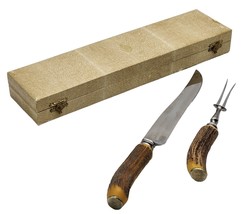 Vintage Kirk’s Antler Handle Stainless Steel Knife &amp; Fork Set Sheffield ... - £58.58 GBP