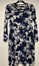 LULAROE LLR SIZE XXS NAVY BLUE DRESS WITH WHITE FLORAL PRINT #638 - £31.72 GBP