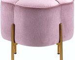 Round Ottoman With Gold Legs In Pink - £275.70 GBP