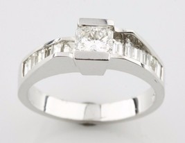 1.05 Carat Radiant Et Diamants Baguette 18k or Blanc Fiançailles Taille ... - $2,399.83