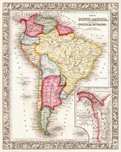 11232.Decoration Poster.School Office Wall decor.1863 Map of South America - £13.02 GBP+