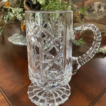 Heavy Vintage Hand Cut Clear Crystal Footed Pitcher 6,5” Tall 3” In Diameter - £27.22 GBP