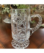Heavy Vintage Hand Cut Clear Crystal Footed Pitcher 6,5” Tall 3” In Diam... - £27.19 GBP