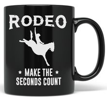 PixiDoodle Western Cowboy and Cowgirl Bronc Riding Rodeo Coffee Mug (11 oz, Blac - £20.25 GBP+