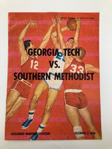 December 3 1964 Georgia Tech vs Southern Methodist Basketball Official P... - $28.47