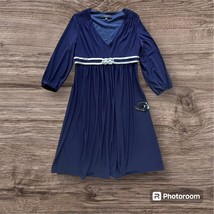 NINE WEST Hot 9 Waist detail Dress Navy long sleeve Size 8 - £53.97 GBP
