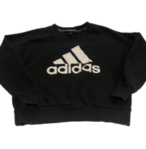 Adidas Sweatshirt Womens Small Crew Neck Pullover Short Logo Athleisure - £11.91 GBP