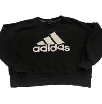 Adidas Sweatshirt Womens Small Crew Neck Pullover Short Logo Athleisure - £11.14 GBP