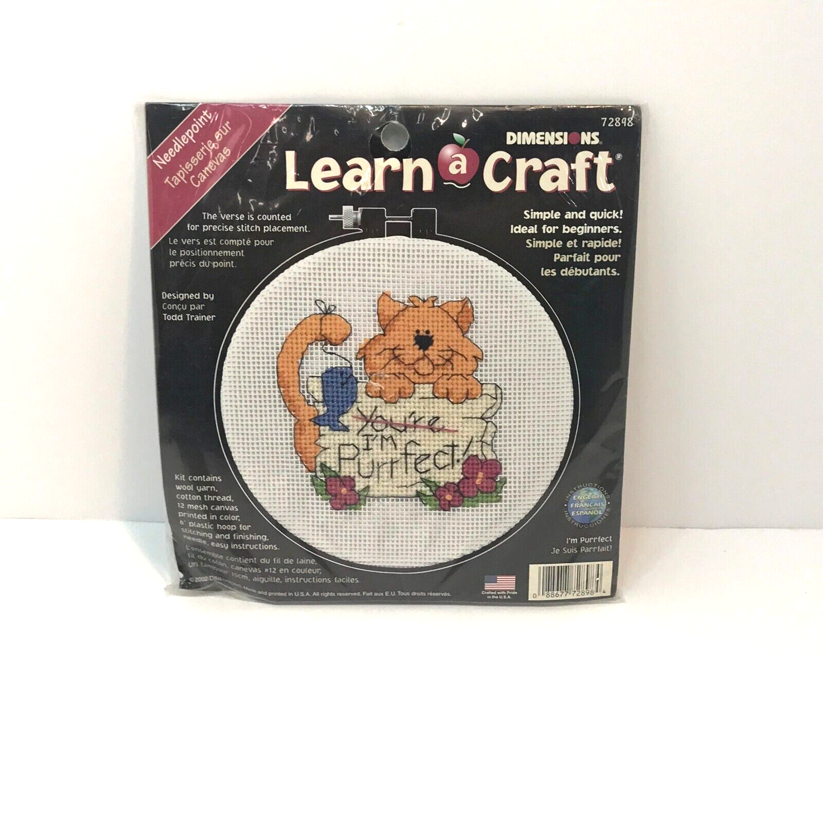 Dimensions Learn A Craft I'm Purrfect Cat Fish Beginner 72898 Needlepoint Kit - £10.04 GBP