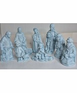 Vtg  Nativity Set 8 piece Hand Painted Ceramic  Mary,Joseph,3 Wise Men Blue - $1,366.39 MXN