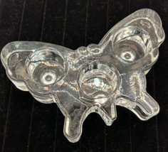 90&#39;s Y2K BUTTERFLY Heavy Glass Triple 3 Candle Footed Tea light Holder - £15.91 GBP
