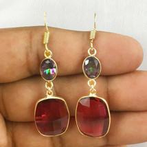 925 Sterling Silver Ruby Stone Silver/ Gold/ Rose Gold Plated Earrings Gift - £29.17 GBP+