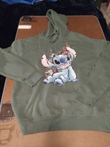 Disney Stitch Green Ohana Means Family Hoodie Size Small Juniors Print - £11.39 GBP