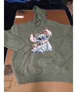 Disney Stitch Green Ohana Means Family Hoodie Size Small Juniors Print - $14.75