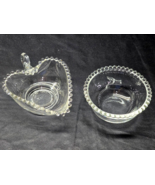 Vintage Imperial Glass Candlewick 5&quot; Round And Heart Shaped Trinket Bowl... - €15,46 EUR