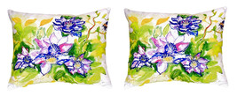 Pair of Betsy Drake Clematis No Cord Pillows 16 Inch X 20 Inch - £63.31 GBP