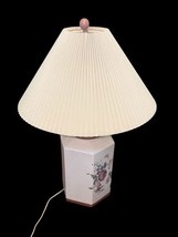 Vtg 28" Floral Ceramic Table Lamp w/ Pleated Shade – Underwriters Laboratories image 7