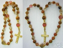 Anglican Episcopal Rosary w Volcano Quartz Beads and Vermeil Cross - £136.51 GBP