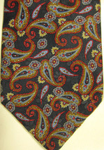 NEW $230 Brioni Red and Blue Paisley on Black Handmade Long Silk Tie - £97.11 GBP