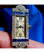 Art Deco Raymond Yard Antique Diamond Sapphire Platinum Watch 1920s - £84,801.58 GBP