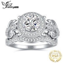 New 2 Pcs Solid 925 Sterling Silver Wedding Engagement Ring for Woman 1.5ct Simu - £26.76 GBP